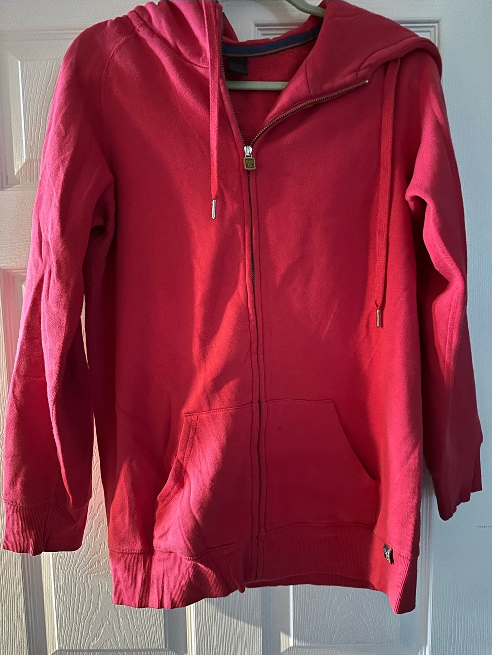 TNA Pink Long Full-Zip Hoodie with Hood and Pockets